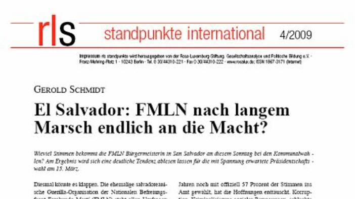 El Salvador: FMLN nach langem Marsch endlich an die Macht?